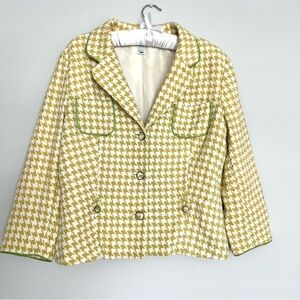 Vintage Old‎ Navy Houndstooth Blazer Jacket Size Large Retro Mod Classic Preppy